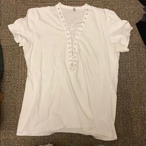 white lace up t-shirt
